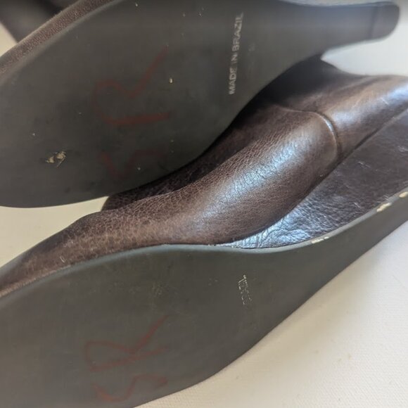 BROWN WEDGE BOOTS Steven by Steve Madden Intyce in Cognac Leather SIZE 9 - Picture 3 of 5